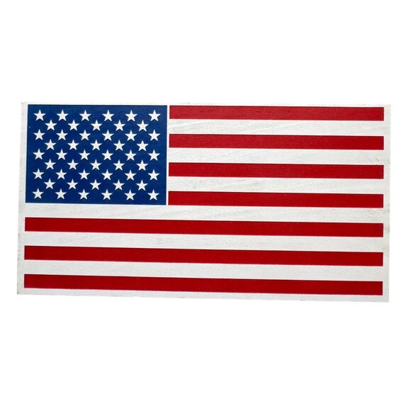 Wooden American Flag Wall Art Patriotic Decor Handcrafted Red White & Blue - Picture 1 of 2